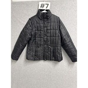 Infinito Quilted‎ Jacket Women XL Black Lined Mock Neck Full Zip Winter Wear